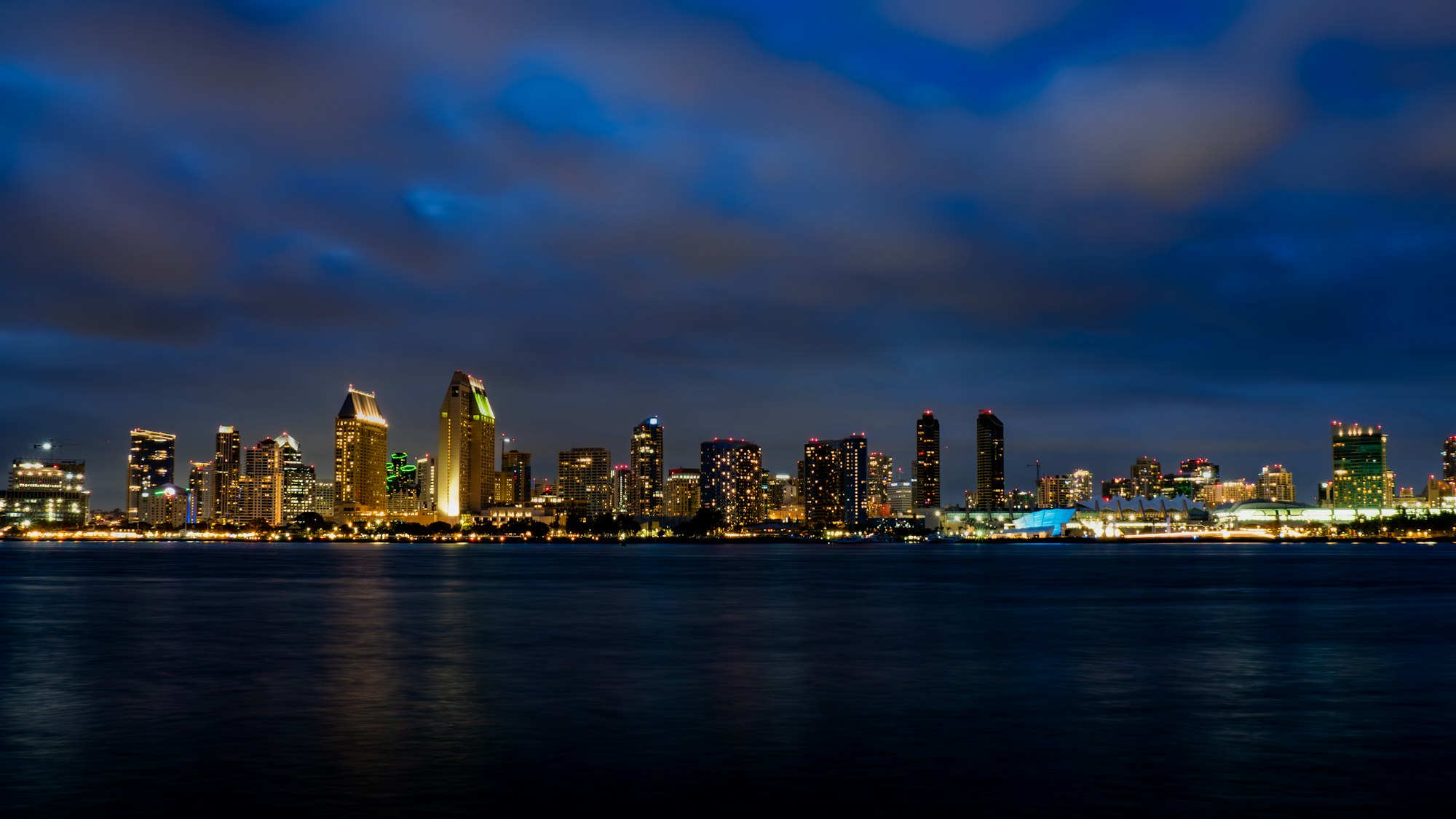 San Diego's waterfront skyline seen from the bay